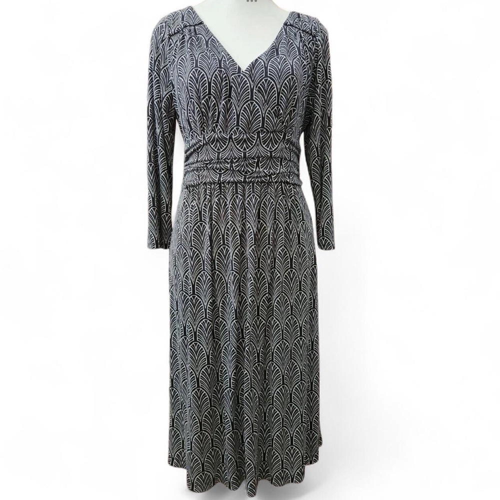 Maeve Galena Dress Anthropologie Midi Pullover 3/4 Sleeve Black & White M Medium